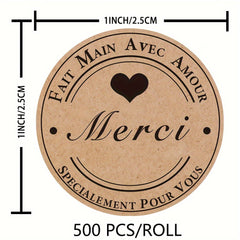 500pcs French Thank You Label Love DIY Paper Adhesive Sticker