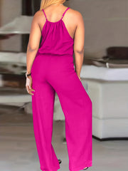 Summer Casual V Neck Halter Split Backless Jumpsuit