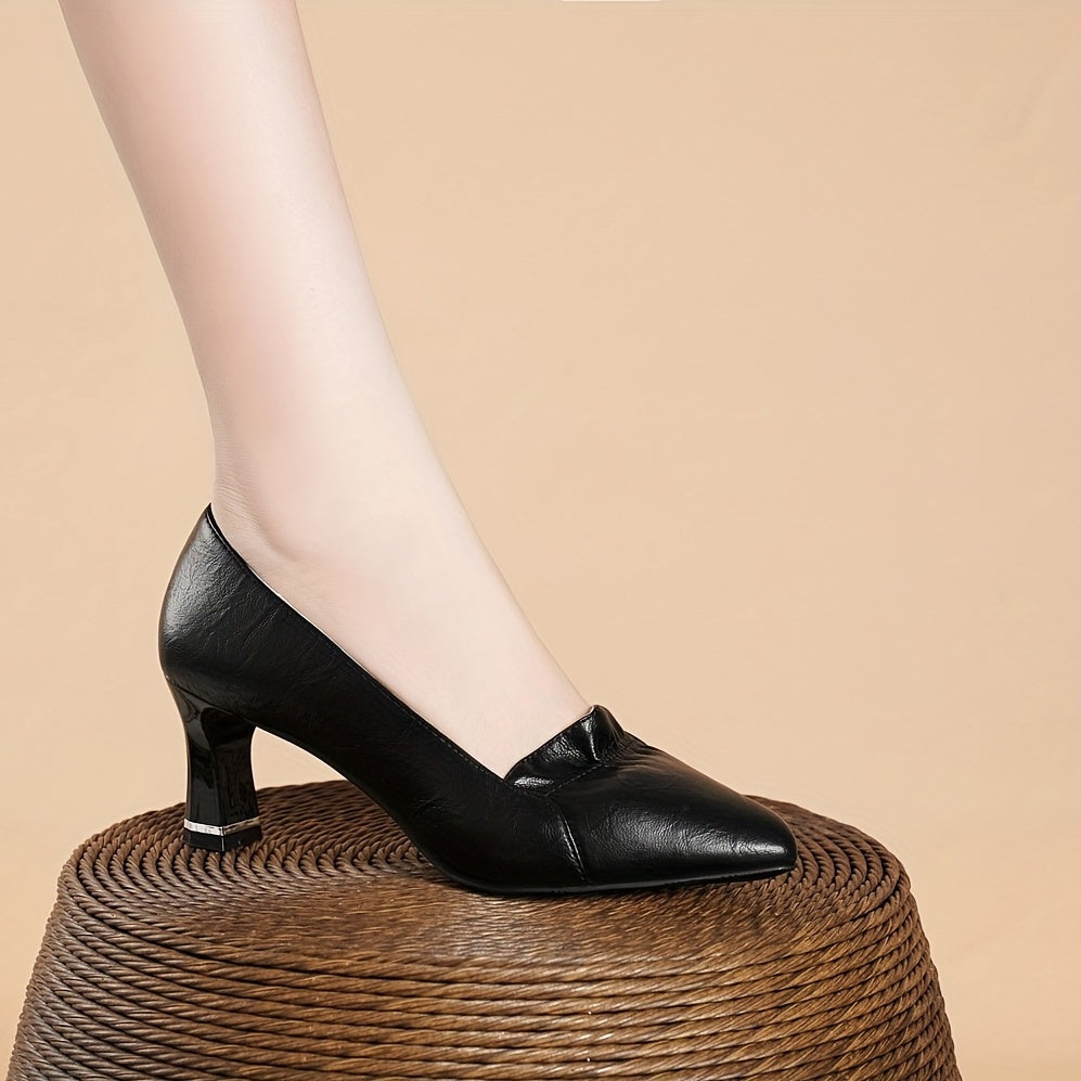 Women's Pointed Toe Work Shoes Comfortable Mid Heel