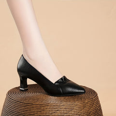 Women's Pointed Toe Work Shoes Comfortable Mid Heel