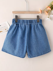 Girls Pleated Denim Shorts Summer Clothes