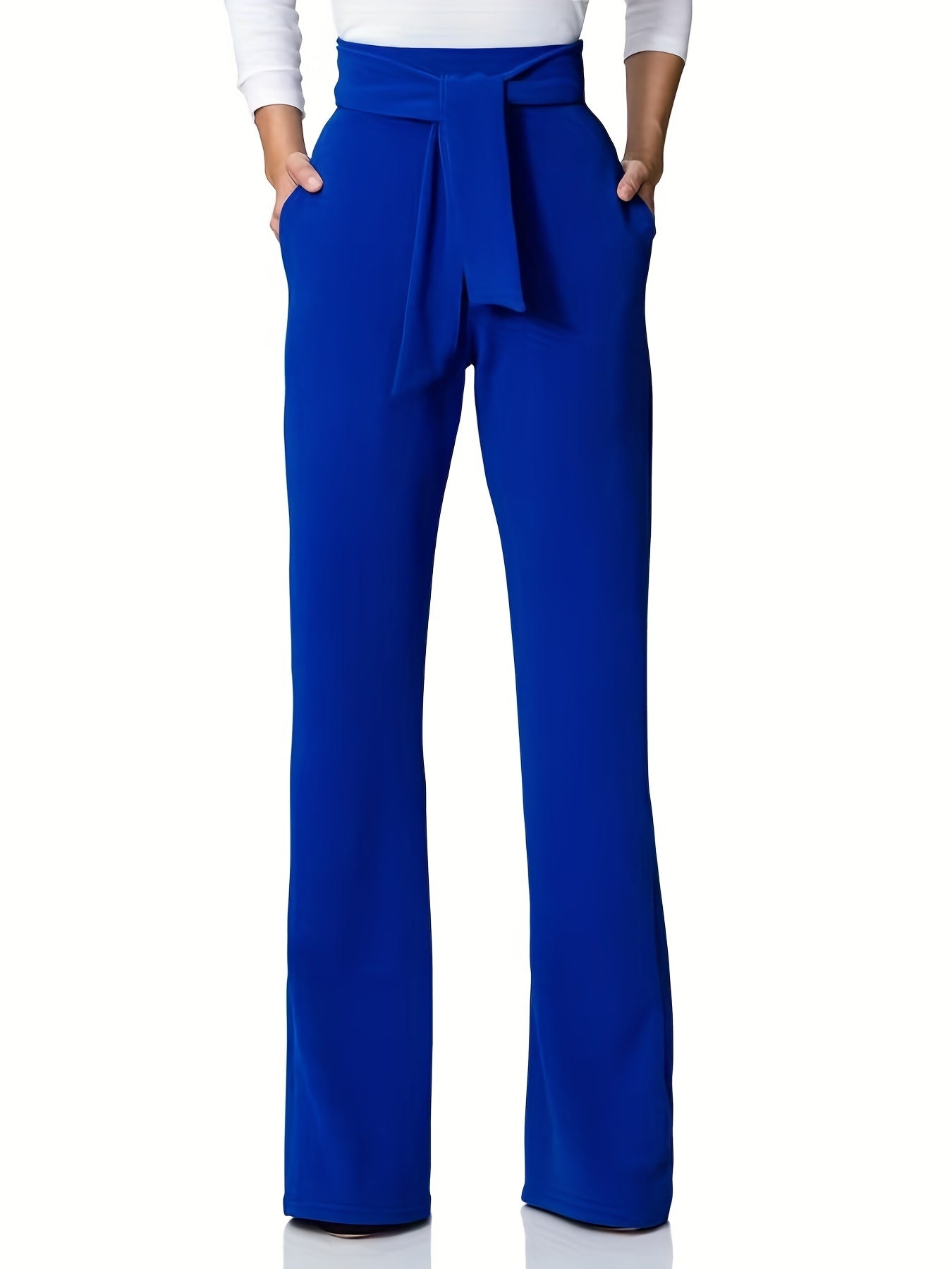 Tie Front High Waist Wide Leg Pants