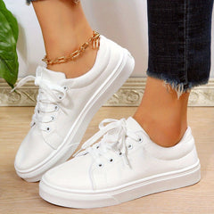 Women's Flat Lace Up Low Top Sneakers Casual Walking Shoes
