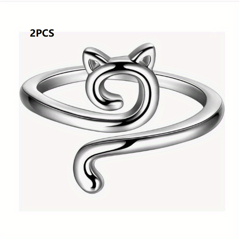 2pcs Adjustable Crochet Thread Ring Kitten Ring Knitting Tool for Jewelry