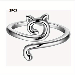 2pcs Adjustable Crochet Thread Ring Kitten Ring Knitting Tool for Jewelry