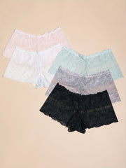 Floral Lace Mesh Boyshort Panties Romantic Semi-sheer Women's Lingerie