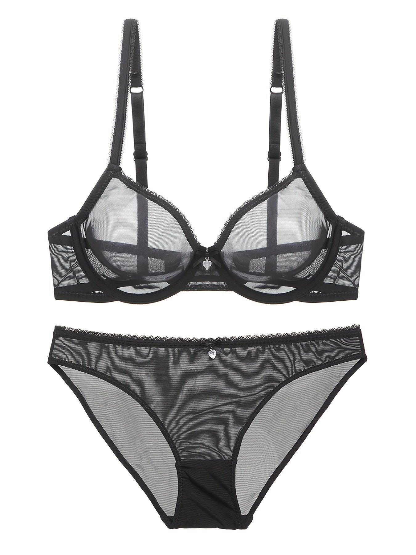 Push Up Lace Mesh Bra & Panties Lingerie Set
