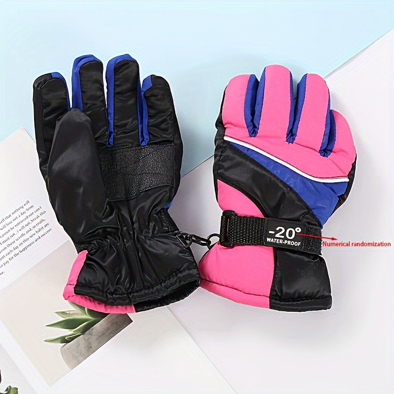 Kids Winter Skiing Gloves Waterproof Windproof Warm Outdoor Sports 6-8 Years