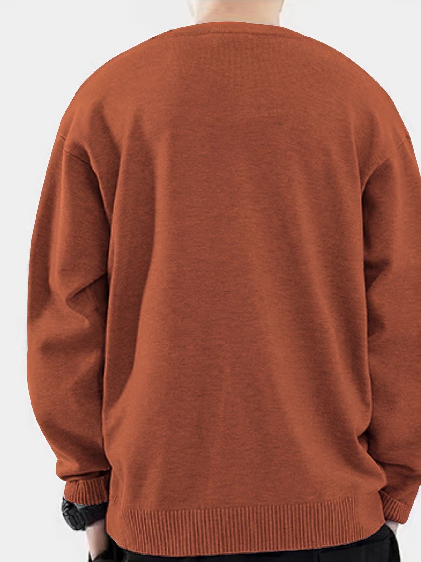 Mountain Print Men's Slim Fit Knitted Sweater Crew Neck Top