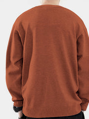 Mountain Print Men's Slim Fit Knitted Sweater Crew Neck Top