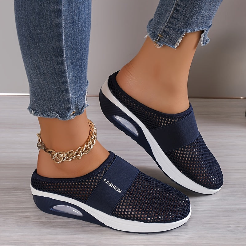 Women's Mesh Breathable Half Slippers Soft Air Cushion Shoes