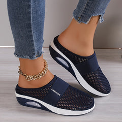 Women's Mesh Breathable Half Slippers Soft Air Cushion Shoes