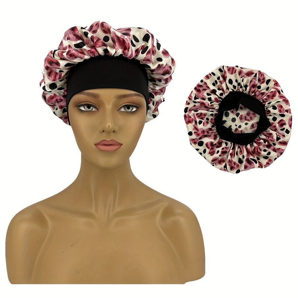 Colorful Print Satin Bonnet Elastic Hair Bonnet