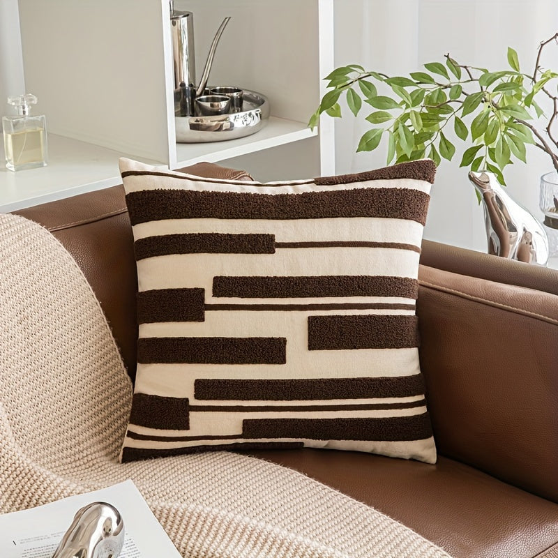 Geometric Embroidery Cushion Cover Modern Knitted Pillow Cover