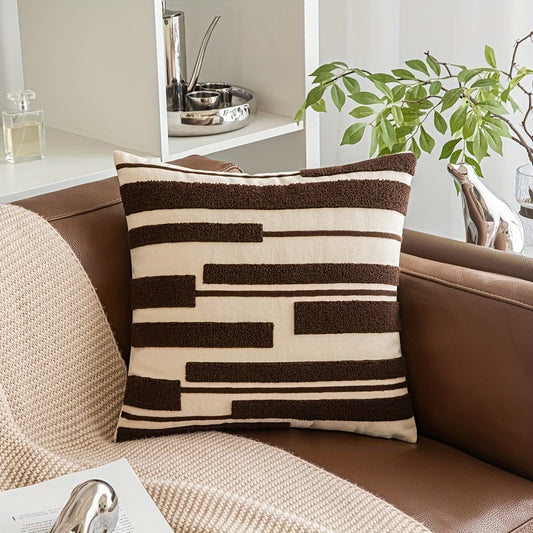 Geometric Embroidery Cushion Cover Modern Knitted Pillow Cover