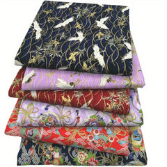 6pcs Gilded Crane Peacock Printed Fabric For DIY Crafting