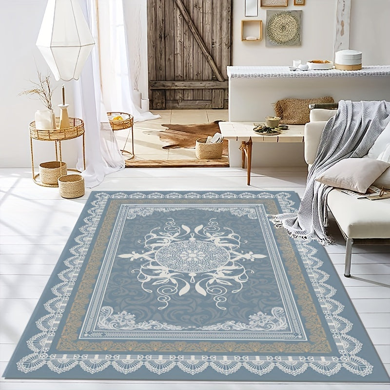 Vintage Persian Area Rug Crystal Velvet Non-slip Soft Polyester Mat