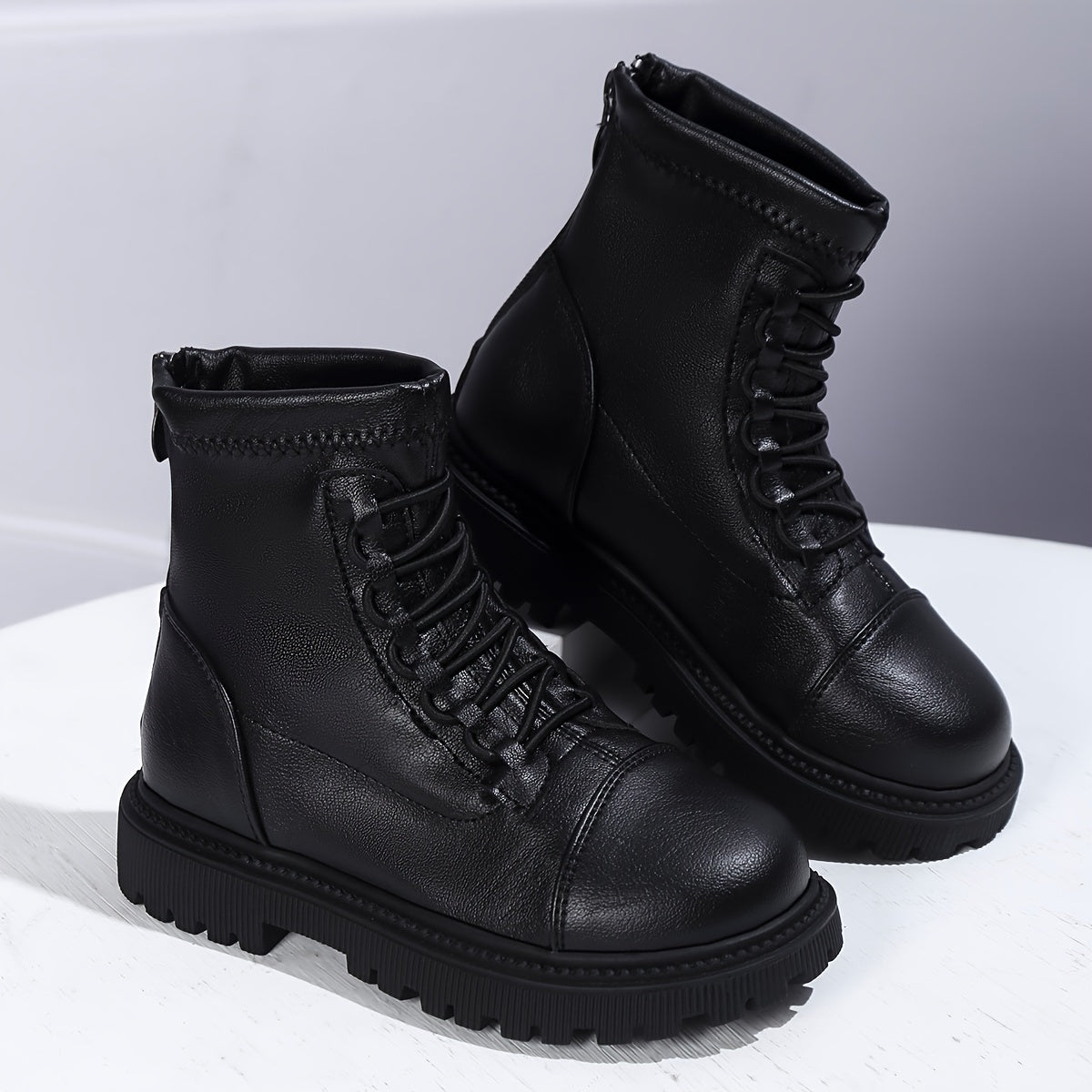 Vintage Solid Boots With Zipper For Girls