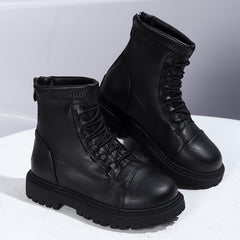 Vintage Solid Boots With Zipper For Girls