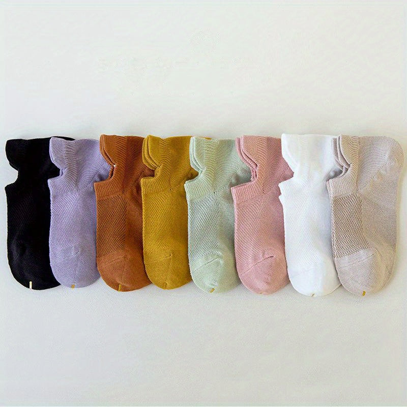 10 Pairs Mesh Ribbed Short Socks for Women