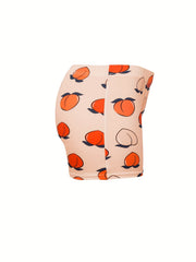 Peach Print Skinny Yoga Shorts for Women