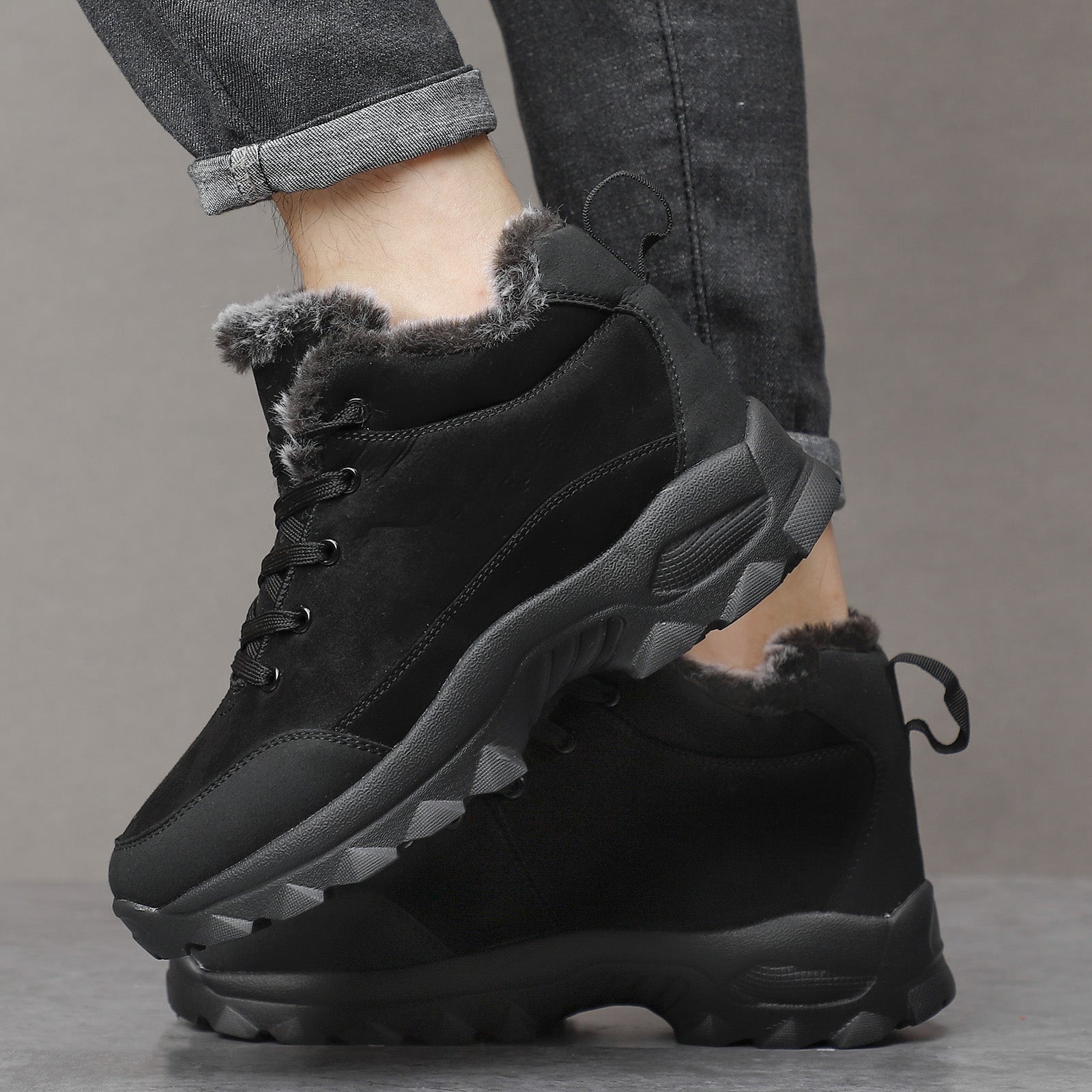 Men's Warm Fleece Anti-skid Snow Boots Outdoor Hiking Shoes