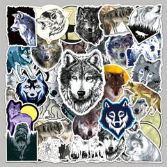 50pcs Wolf Pattern Waterproof Stickers for Water Bottles Laptops Scrapbooks