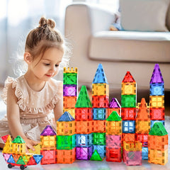 124pcs Magnetic Building Tiles Kids Toys 3D Magnetic Blocks Creativity Toys