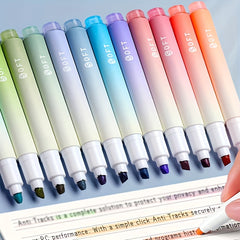 4pcs Axe Shaped Highlighters 4mm Pen Head Eye Protection Student Office Supplies