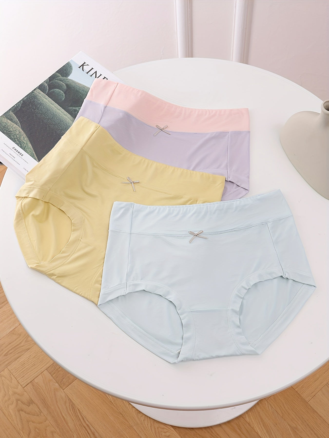 3 Pack Plus Size Seamless Mid Waisted Panties Set