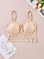 3pcs Lace Wireless Bras Scallop Trim Lingerie
