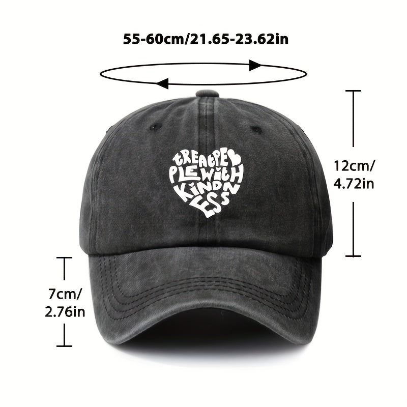 Heart Pattern Retro Baseball Cap Adjustable Sunscreen Hat