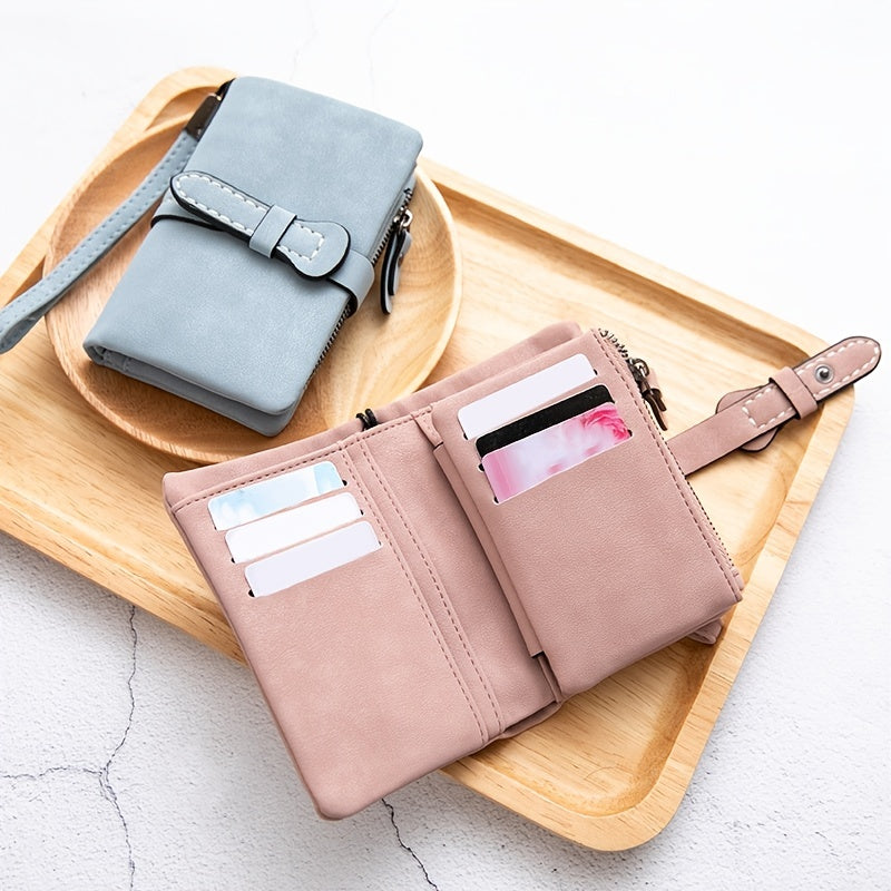Casual Small Wallet With Wristlet Faux Leather Wallet