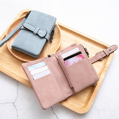 Casual Small Wallet With Wristlet Faux Leather Wallet