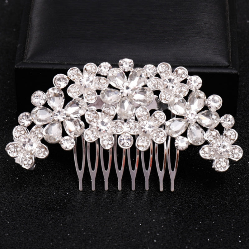 Crystal Flower Bridal Hair Comb Clip Rhinestone Wedding Hairpin