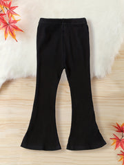 Girls' Ribbed Bell Bottom Trousers Slim Fit Stretch Pants for Spring/Autumn