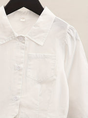 Girls Collared Button Down Varsity Shirt Kids Teens School Uniform Cotton