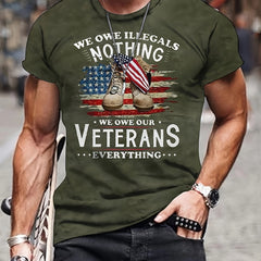 Men's American Veteran Print Tee Mid Stretch Crew Neck T-shirt