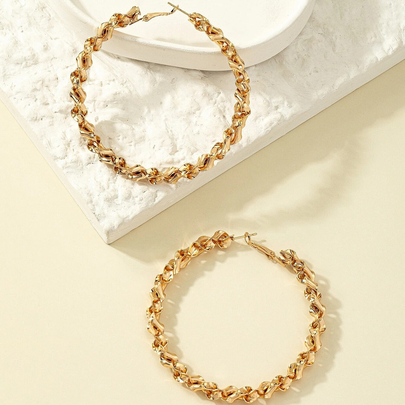 Exaggerated Spiral Hoop Earrings 18K Plated Circle Ear Jewelry Women