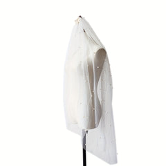 Cathedral Style Wedding Head Veil Inlaid Faux Pearl Long Head Veil