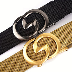 Youth Letter Automatic Buckle Leather Belt Nylon Pants Belt