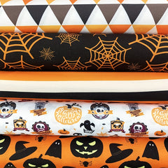 5pcs Halloween Pumpkin Pattern Fabric for Sewing Craft