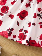 Sweet Rose Floral Tank Dress Girls Romantic Sleeveless A Line Casual Party Valen