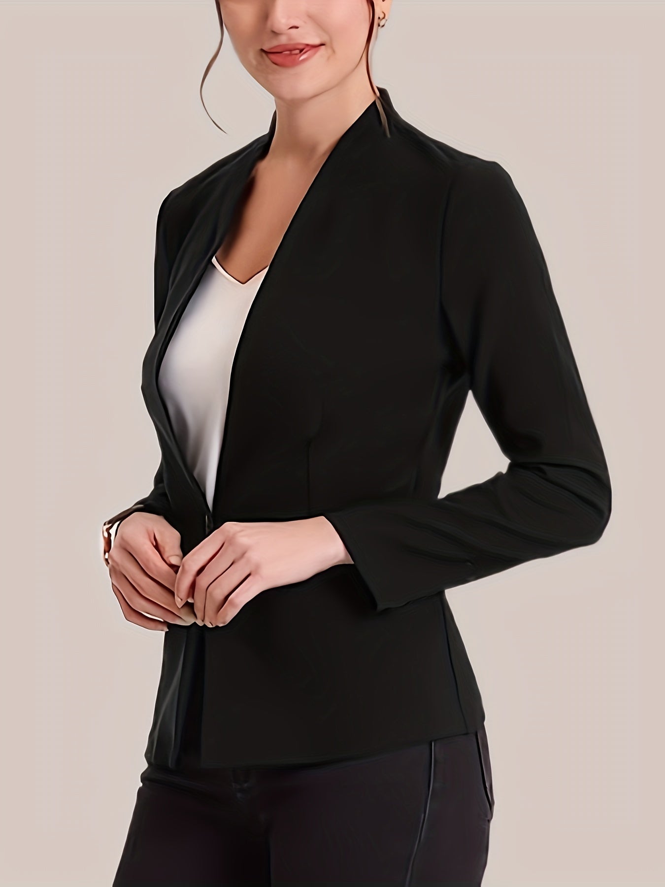 Business Casual Blazer Women's Plus Solid Long Sleeve V Neck Blazer