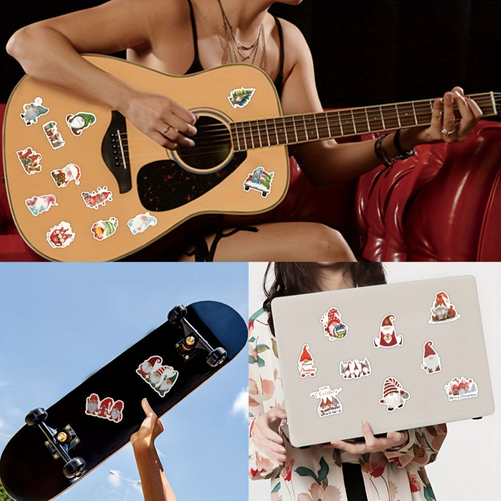 55pcs Christmas Gnome Stickers Pack Cartoon Vinyl Waterproof Stickers