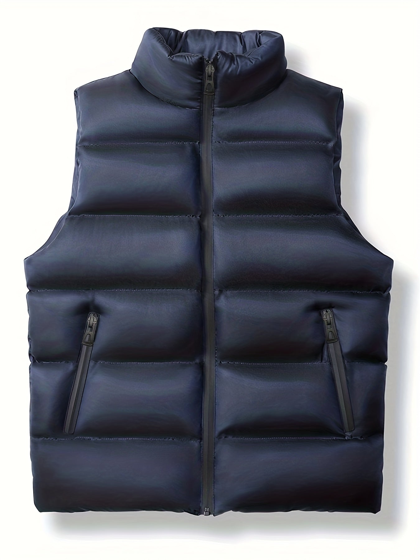 Men's Casual Zipper Pockets Stand Collar Zip Up Vest