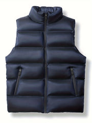 Men's Casual Zipper Pockets Stand Collar Zip Up Vest