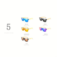 Men's Large Frame Wooden Leg Sunglasses UV Protection