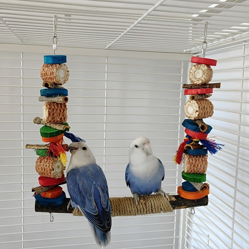 Colorful Bird Swing Hanging Chewing Toys for Cage