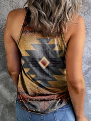 Geo Print Halter Neck Top Sleeveless Tank Summer Women's Clothing